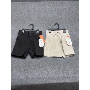 Lot Of 2 Wonder Nation Boy Shorts Sz XS 4/5 Black /Tan Stretch With Pockets NWT
